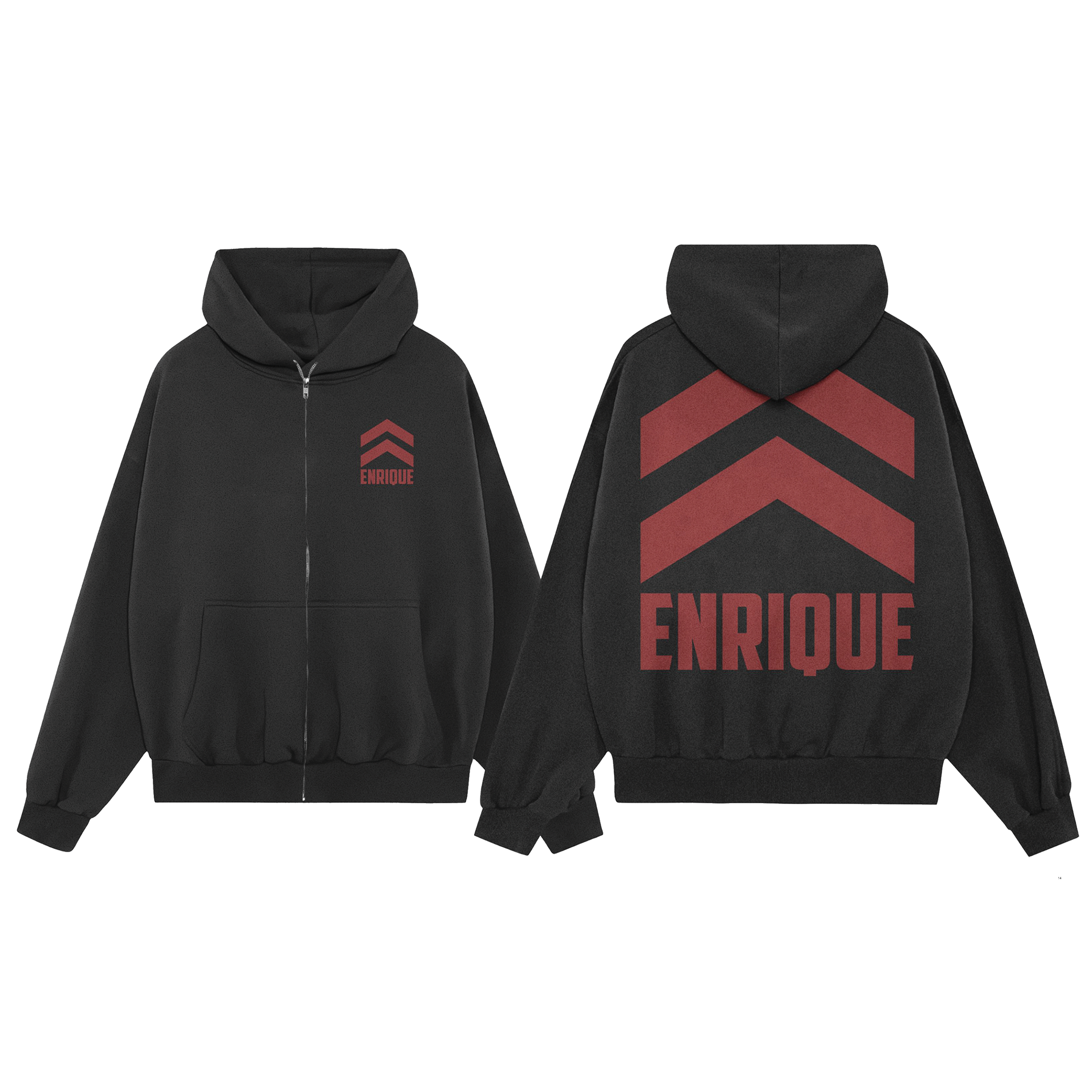 Chevron Black Hooded Zip Sweatshirt